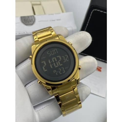 Men Digital Wristwatch-1448- Gold