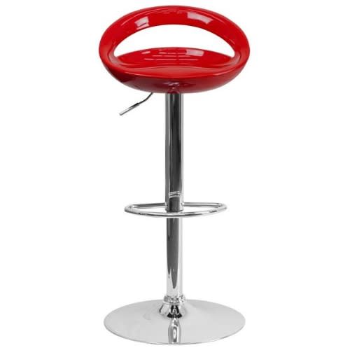 Plastic Adjustable Height Barstool 04 - Red