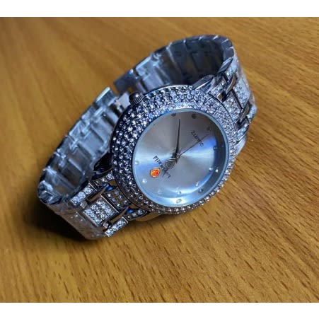 Stones Iced Women's Bracelet Strap Silver Wrist Watch