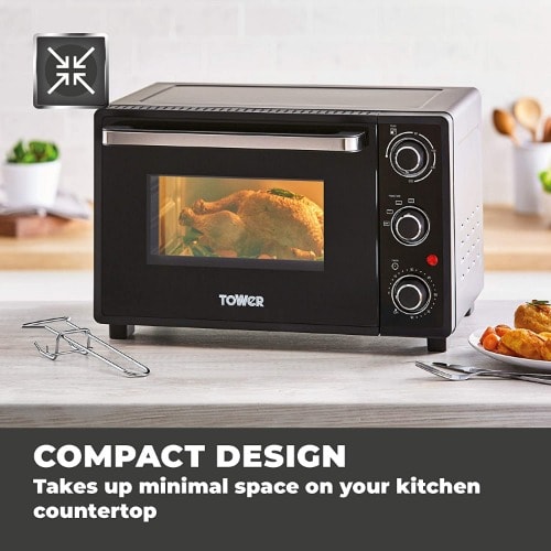 23L Mini Oven With Adjustable Temperature Control, Baking Tray And Wire Rack