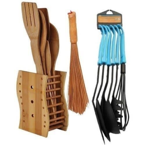 Kitchen Bundles - Wooden Spoon, Nonstick & Ewedu Broom Set