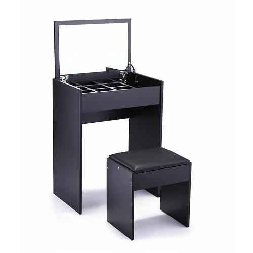 Vanity Set With Stool & Mirror - Black