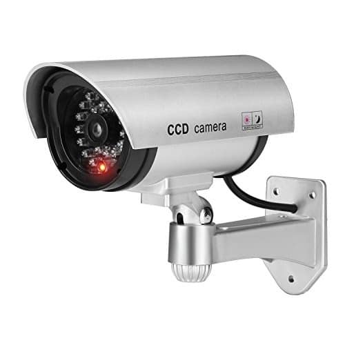 Dummy False CCTV Camera With Flashing LED Light - Silver