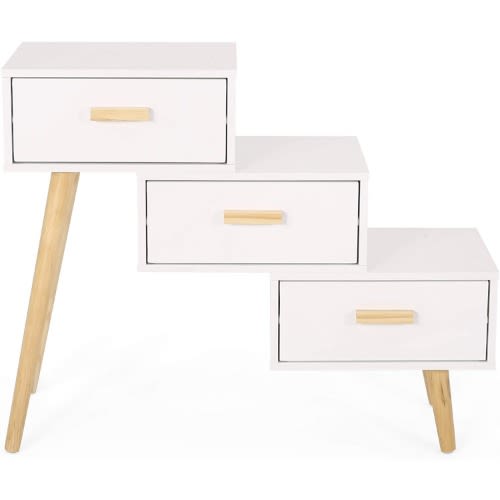 3 Drawer Tiered Cabinet -Matte White