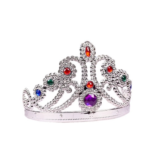 Unique Jewelled Queen Plastic Crown -big And Adjustable For Kids And Adult-silver