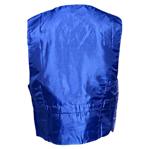Wrap Around Patterned Men's Waistcoat With Lapel- Blue - Mwc-2815