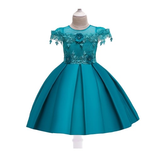 3d Floral Lace Princess Dress- Green