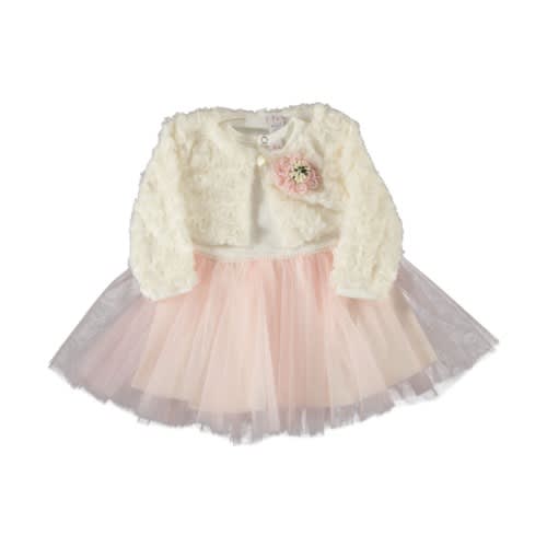 Baby Girl Dress With Fur Bulero Light Pink