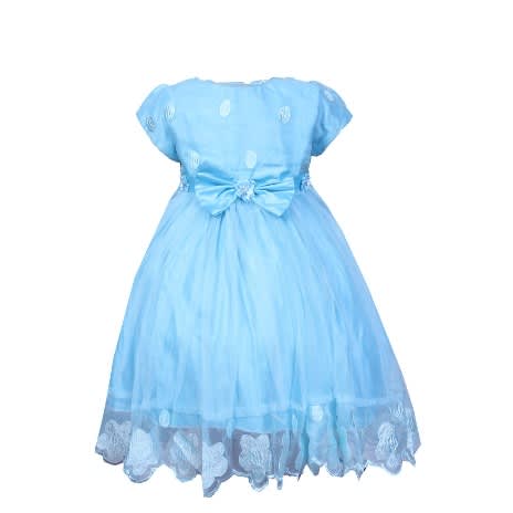 Baby Girls' Lace & Turtle Dress -Sky Blue