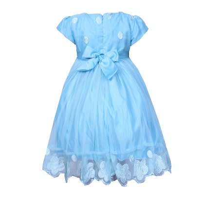 Baby Girls' Lace & Turtle Dress -Sky Blue