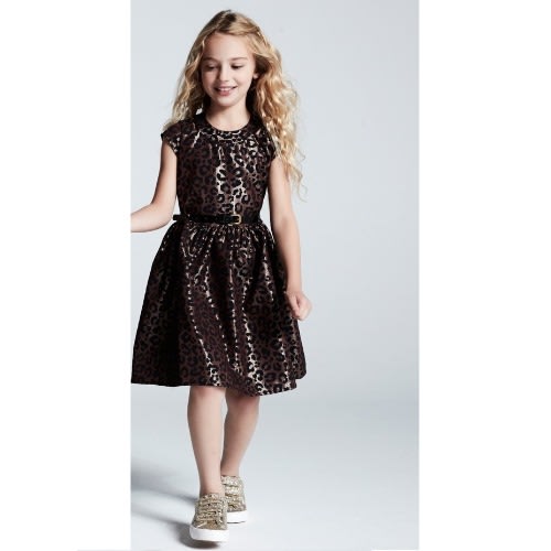 Leopard Jacquard Dress - Brown