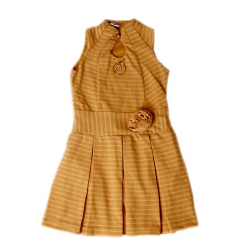 Girls' Sleeveless Striped Dress - Brown