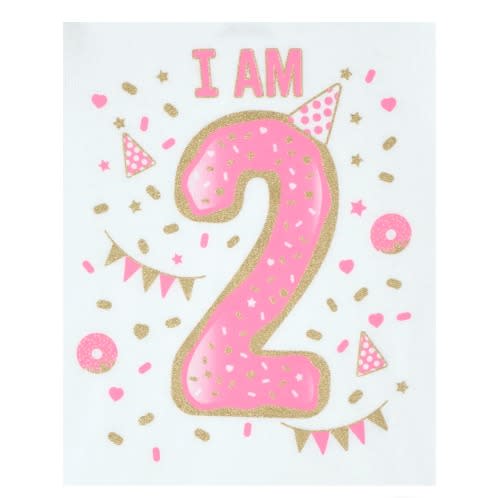 Girl's I Am 2 Sparkles Glittering Birthday Hat Princess Top