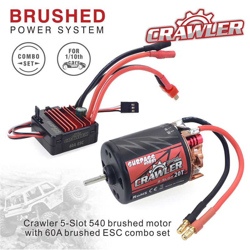 5-Slot 550 540 10T 11T 12T 13T 16T 20T Brushed Motor 60A 80A ESC 1/10 RC Crawler Car Axial SCX10 90046 AXI03007 JL Traxxas TRX-4