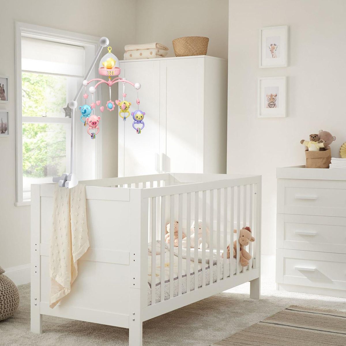 Crib Mobile Holder Crib Attachment Music Box Holder White