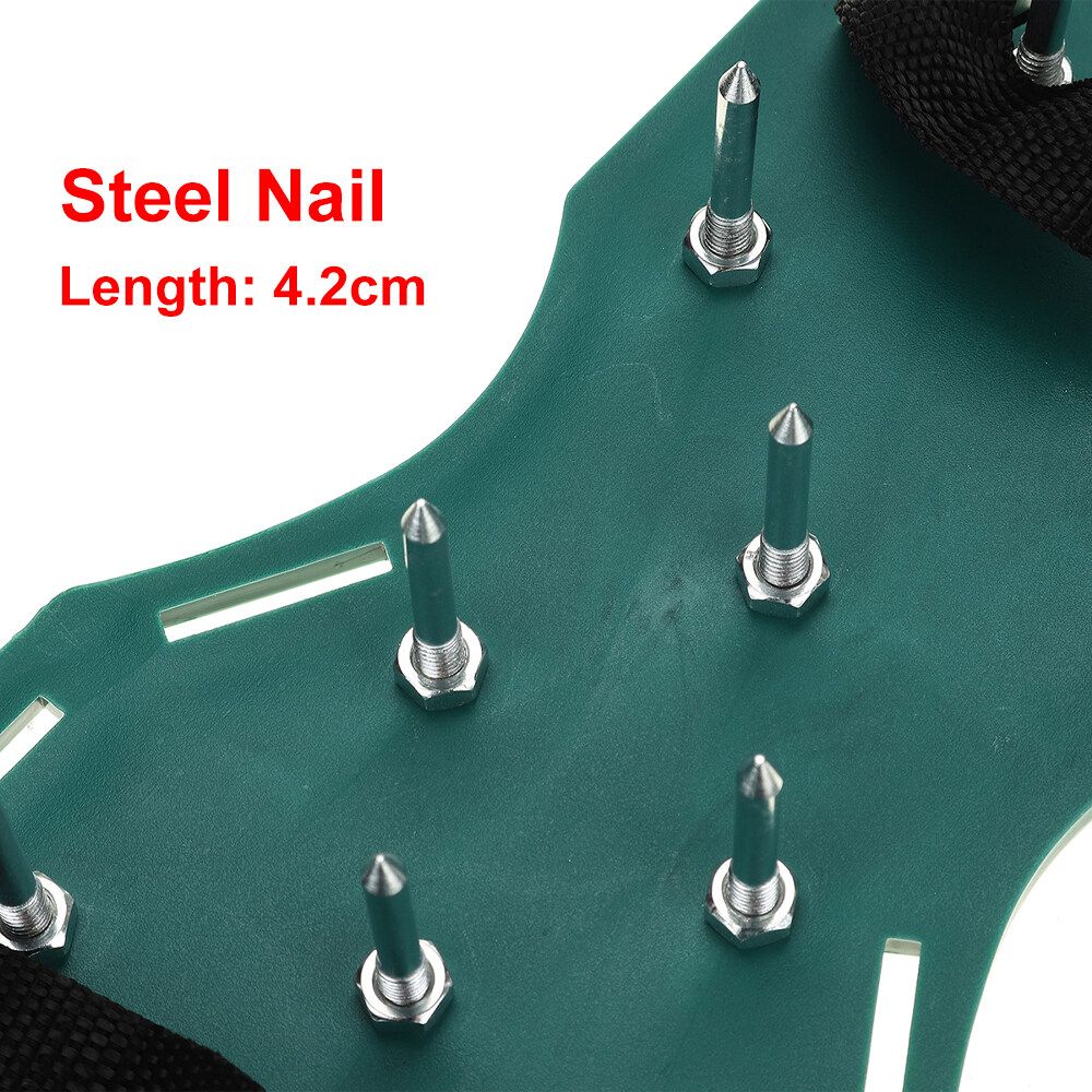 Green/Black 4.2cm Nail Garden Grass Loose Soil Shoes Lawn Aerator Sandals Shoes 1 Pair Of Garden Spikes Shoes+ Wrench Green