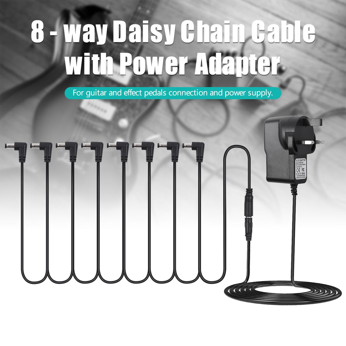 Guitar Effect Pedal Supply Adapter With 8 Ways Daisy Chain