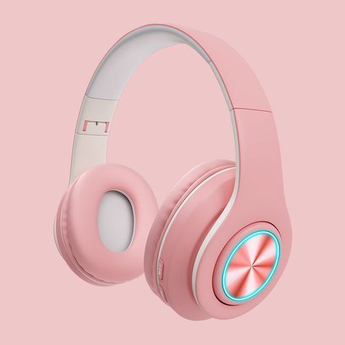 Bluetooth Headphone Foldable Headset Pink