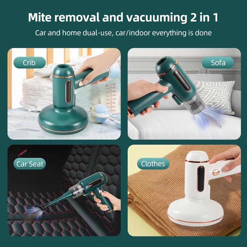 Mite Removal Instrument Wireless Household Small 7200PA 120W Household Bed Mite Removal Machine 6000 Times/MIN Double Beats Vacuum Cleaner UV Lamp Sterilization