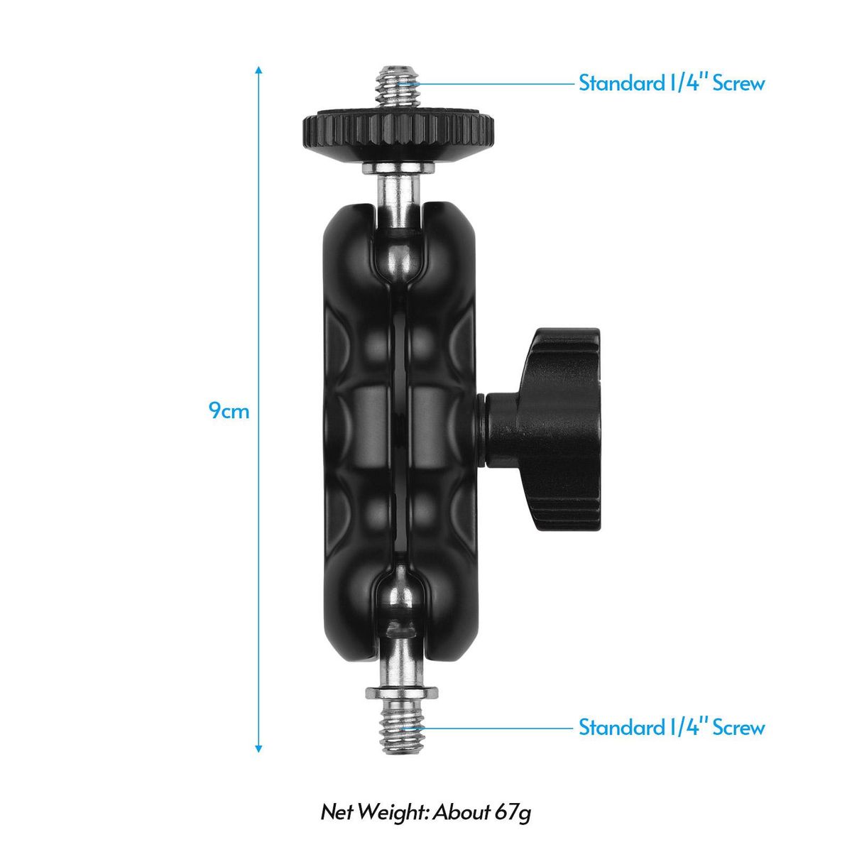 Andoer Articulating Friction Arm Monitor Mount with Double Ballhead Standard 1/4-inch Screw for Camera Monitor LED Light Microphone Video Rig