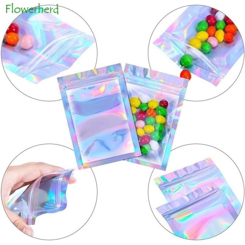 100 Pieces Resealable Smell Proof Bags Foil Mylar Ziplock Bags Aluminum Foil Bags Flat Metallic Flat Food Storage Bags Pouch-10x15cm