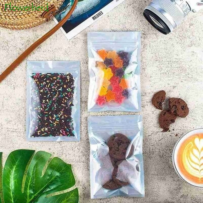 100 Pieces Resealable Smell Proof Bags Foil Mylar Ziplock Bags Aluminum Foil Bags Flat Metallic Flat Food Storage Bags Pouch-10x15cm