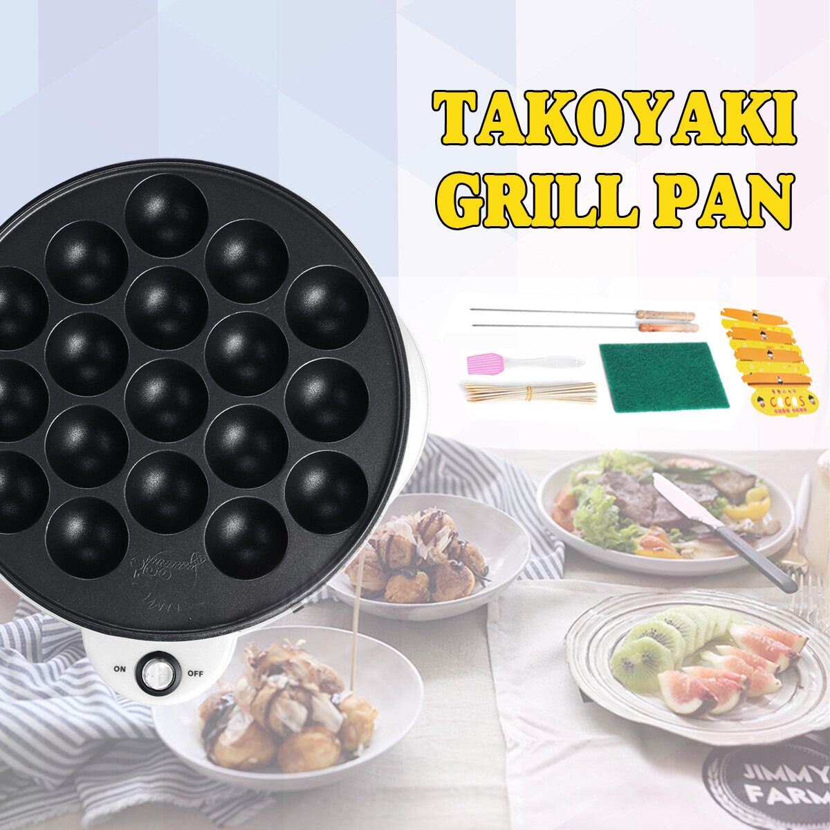 18 Holes Japanese Takoyaki Grill Pan Plate Cooking Octopus Ball Maker Baking