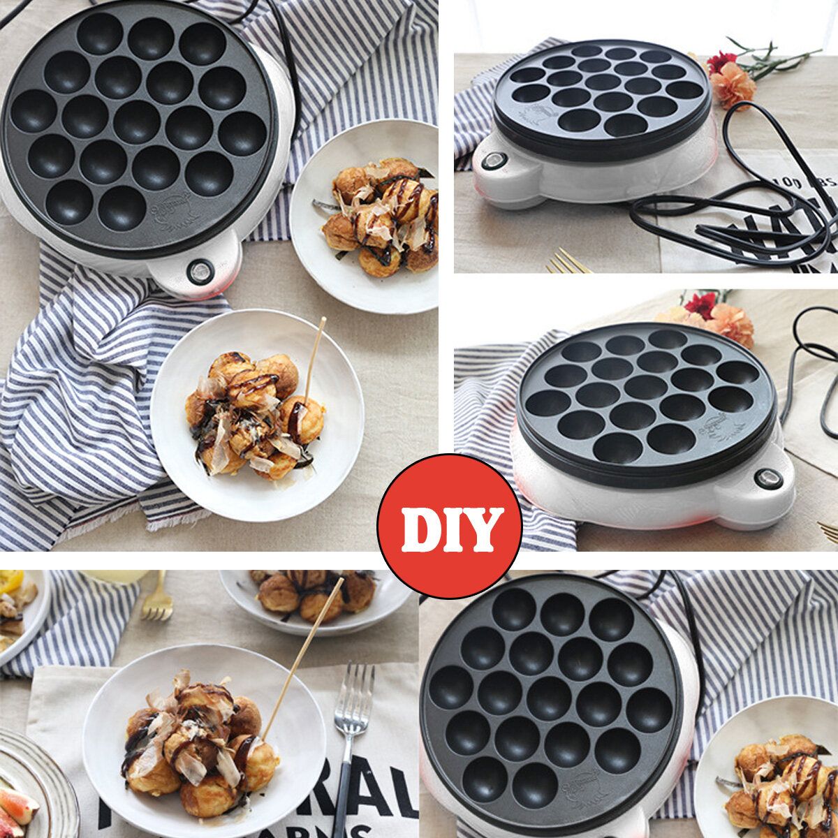 18 Holes Japanese Takoyaki Grill Pan Plate Cooking Octopus Ball Maker Baking