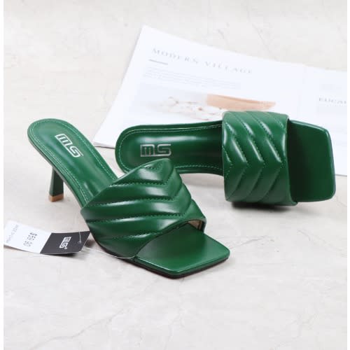 Stripe Quilted Mules - Green