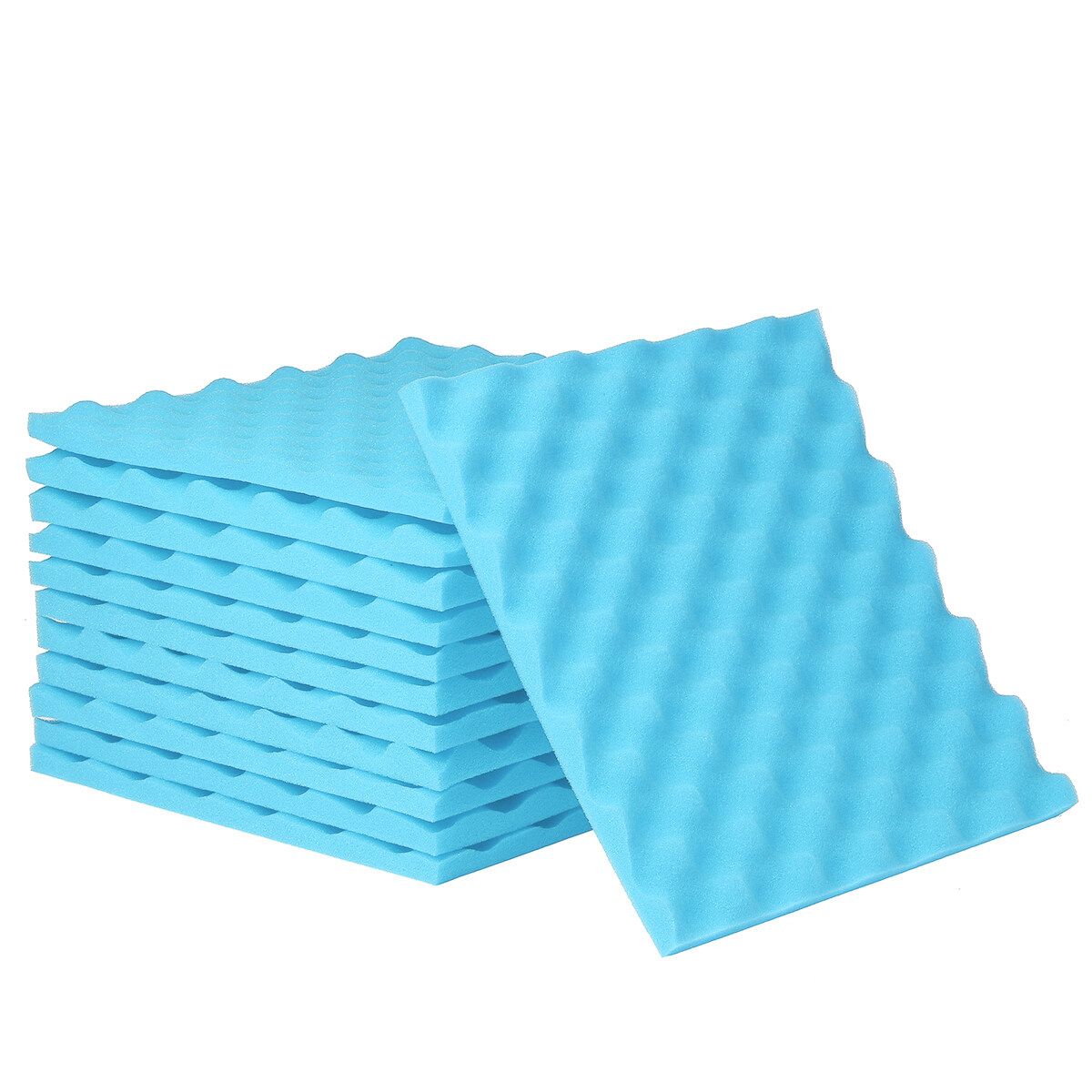 (30X30X2cm) Soundproofing Acoustic Foam Panel Record Studio Sound Proof Egg Crate Wall Tiles Studio Insulation Foam Sound Wedges For Studio Office Home Theater Sky Blue