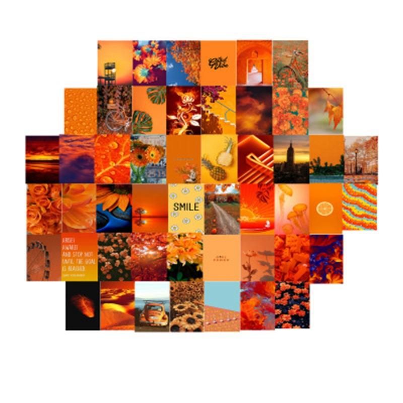 50Pcs Orange Aesthetic Picture for Wall Collage, 4X6 Inch