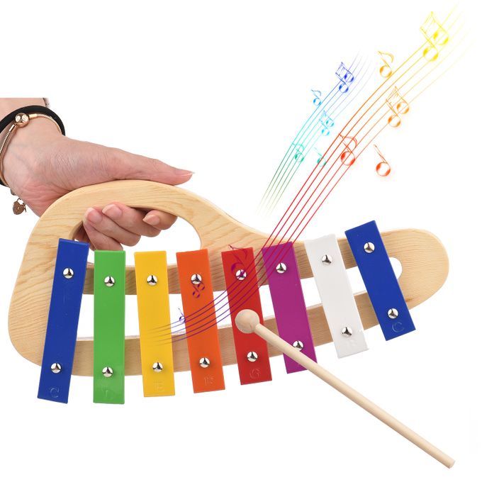 Wood Pine Xylophone 8-Note Glockenspiel 3mm Colorful