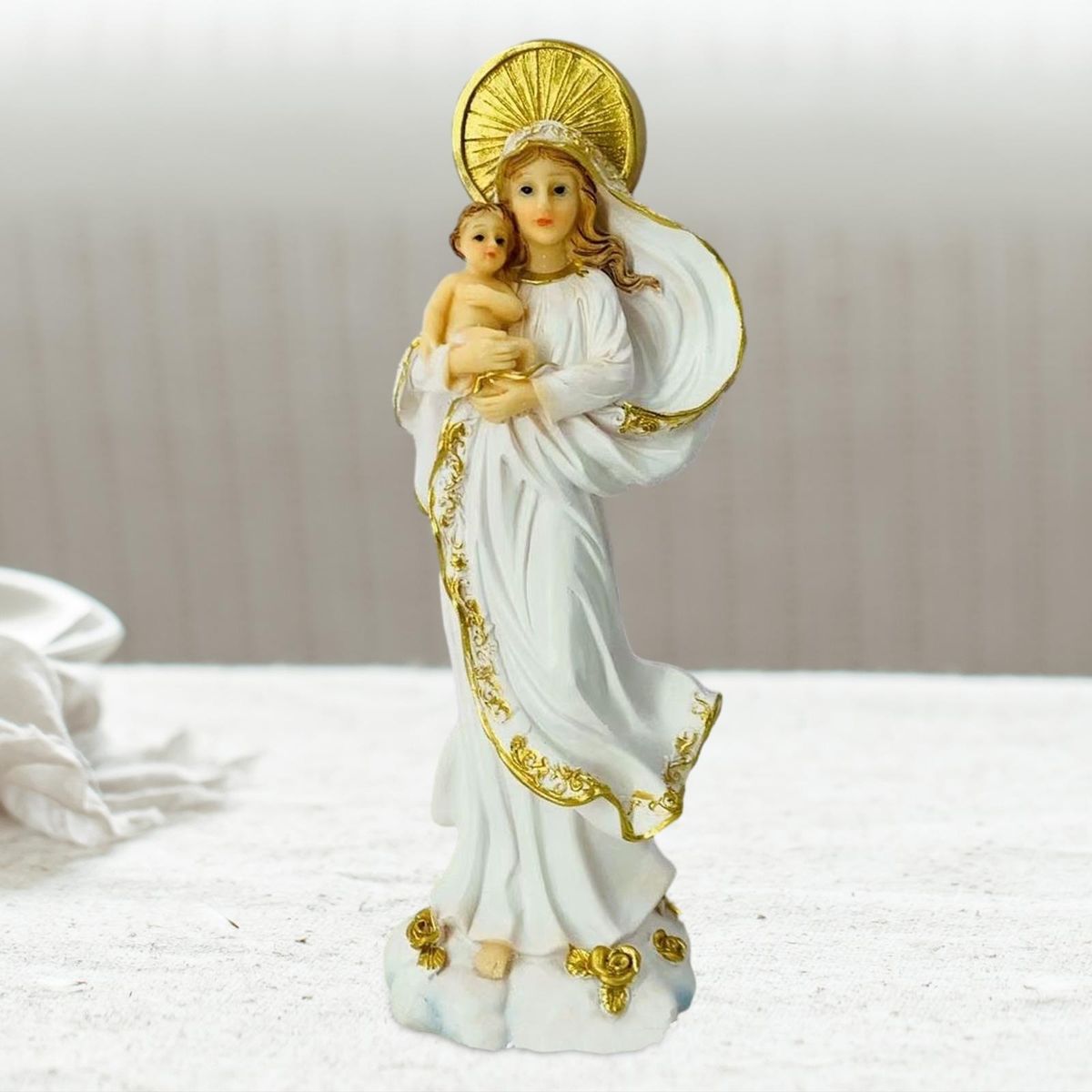 Blessed Mother And Child Jesus Figurine Catholic Sculpture