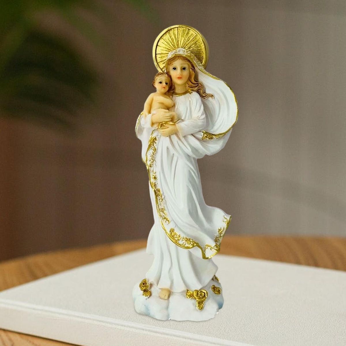Blessed Mother And Child Jesus Figurine Catholic Sculpture