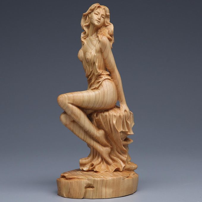 Modern Boxwood Beauty Figurine Goddess Doll Statue Statue Decorative