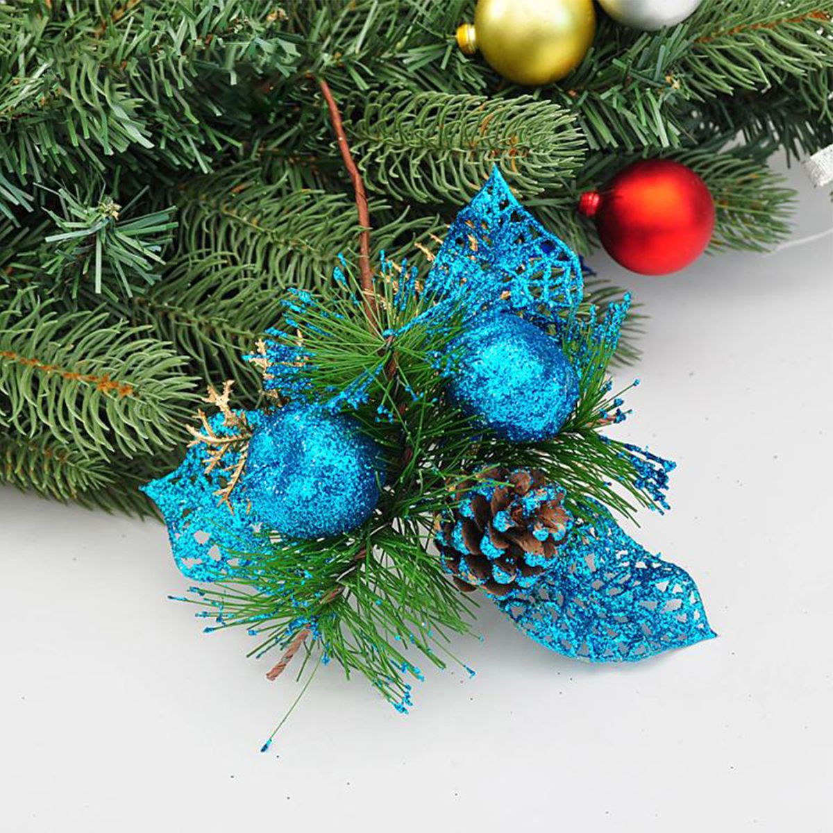 1 Pc Pine Cone Holly Artificial Flower DIY PVC-Golden