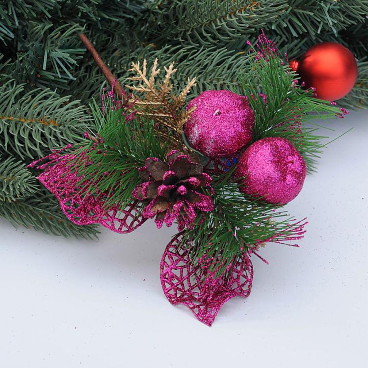 1 Pc Pine Cone Holly Artificial Flower DIY PVC-Golden