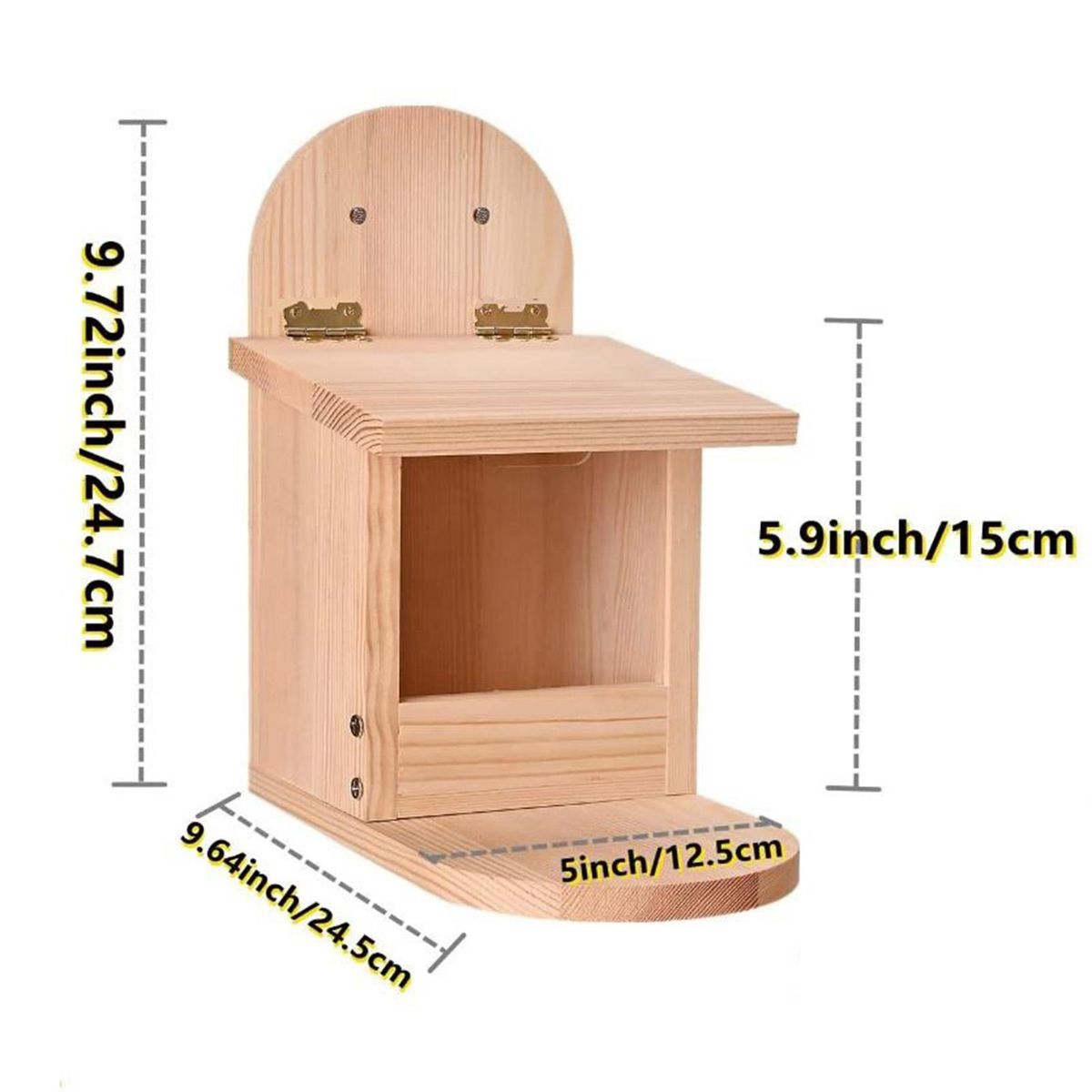 Squirrel Food Container Natural Wooden Squirrel Feeder Fine Pet Birdhouse Wooden Color