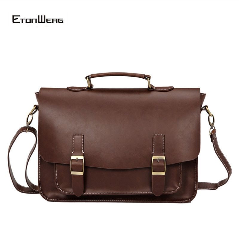Business Office Men Briefcase Designer Brand Leather Tote Male Large Capacity Laptop Shoulder Bags Women Vintage Travel Handbag