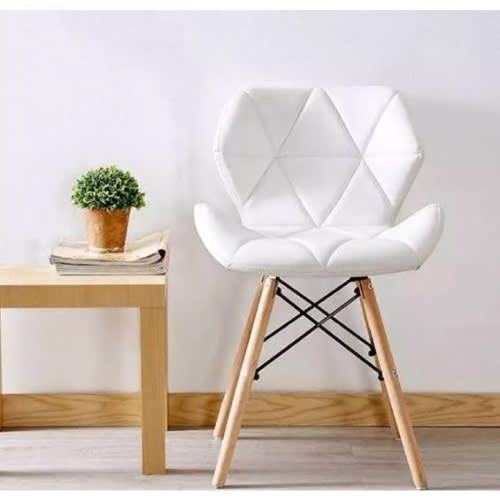 Padded Wooden Leg Dinning Chair - White