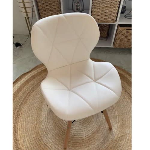 Padded Wooden Leg Dinning Chair - White