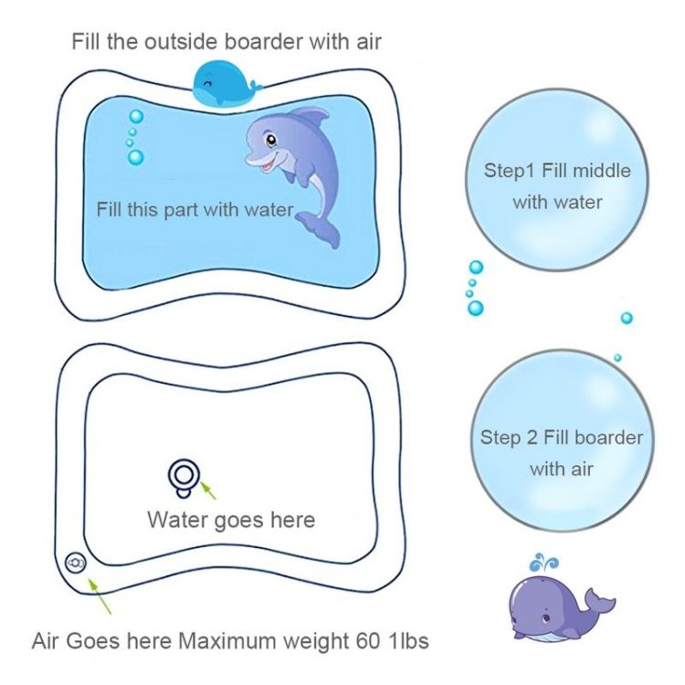 3 PCS Baby Kids Water Play Mat Toys Playmat Toddler