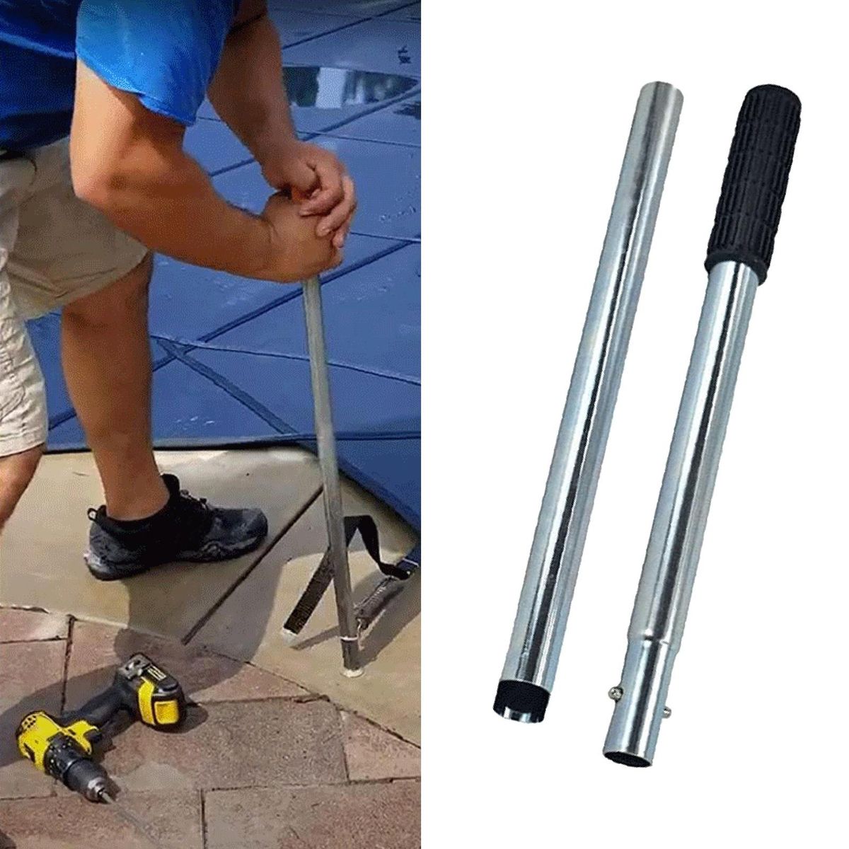 Pool Cover Installation Removal Rod Swimsafe Pool Cover Spring Pole Silver