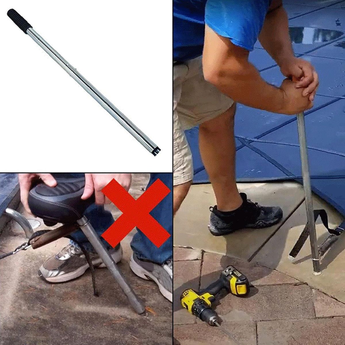 Pool Cover Installation Removal Rod Swimsafe Pool Cover Spring Pole Silver