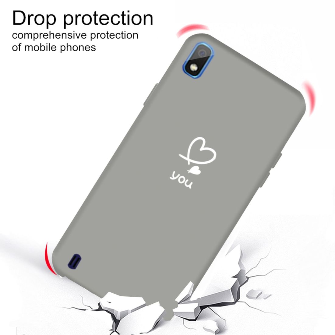 For Galaxy A10 Love Heart You Pattern Frosted TPU Protective Case(Grey)