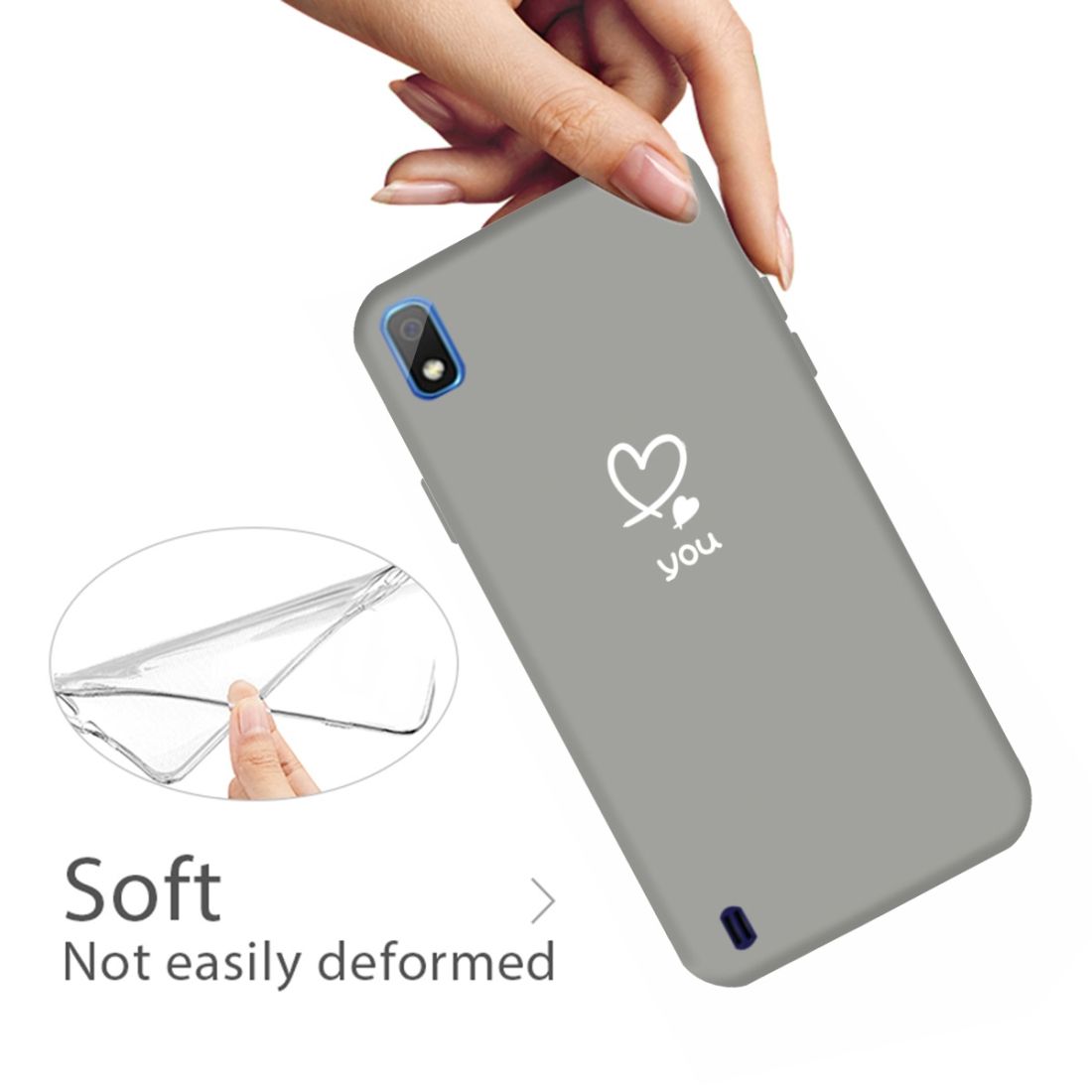 For Galaxy A10 Love Heart You Pattern Frosted TPU Protective Case(Grey)