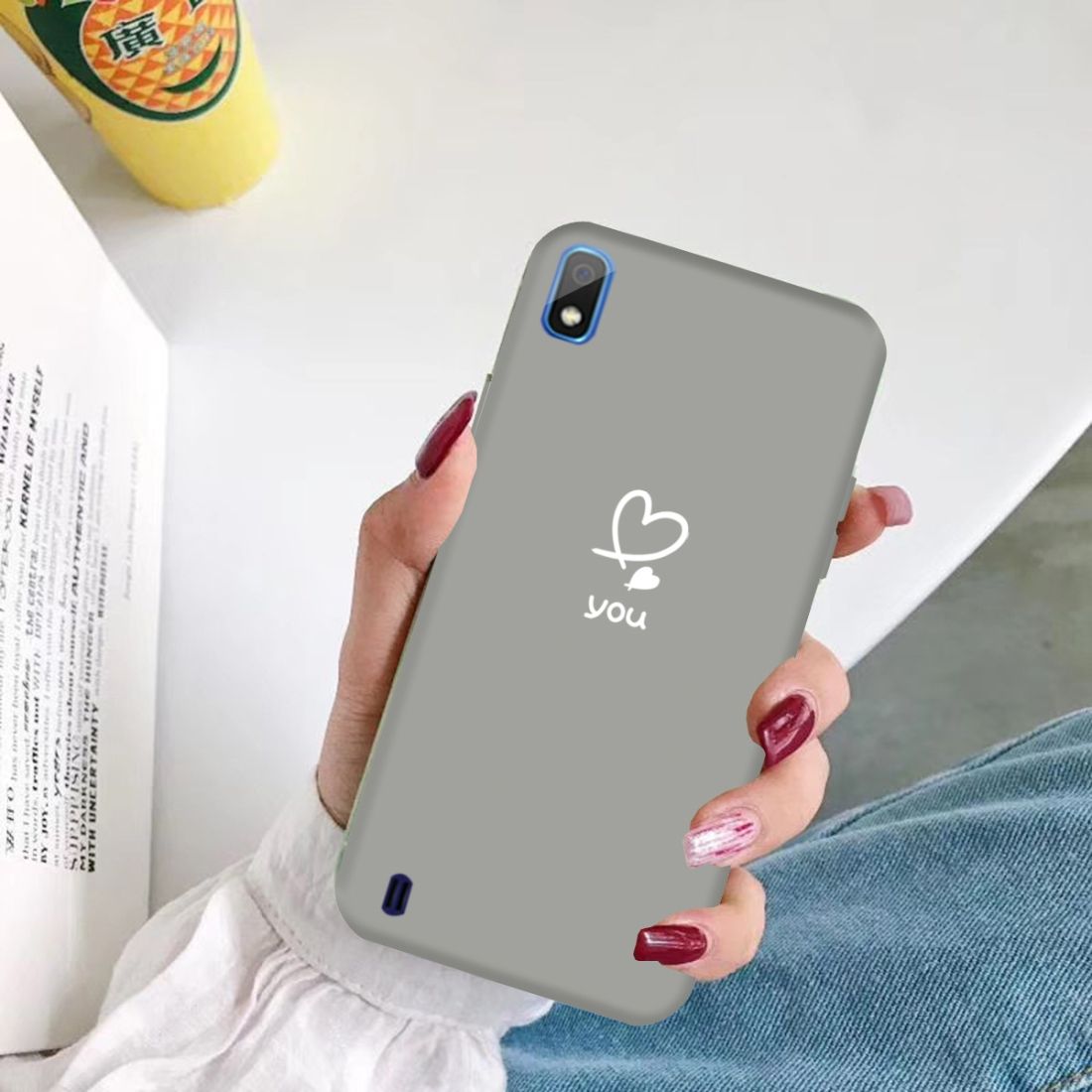 For Galaxy A10 Love Heart You Pattern Frosted TPU Protective Case(Grey)