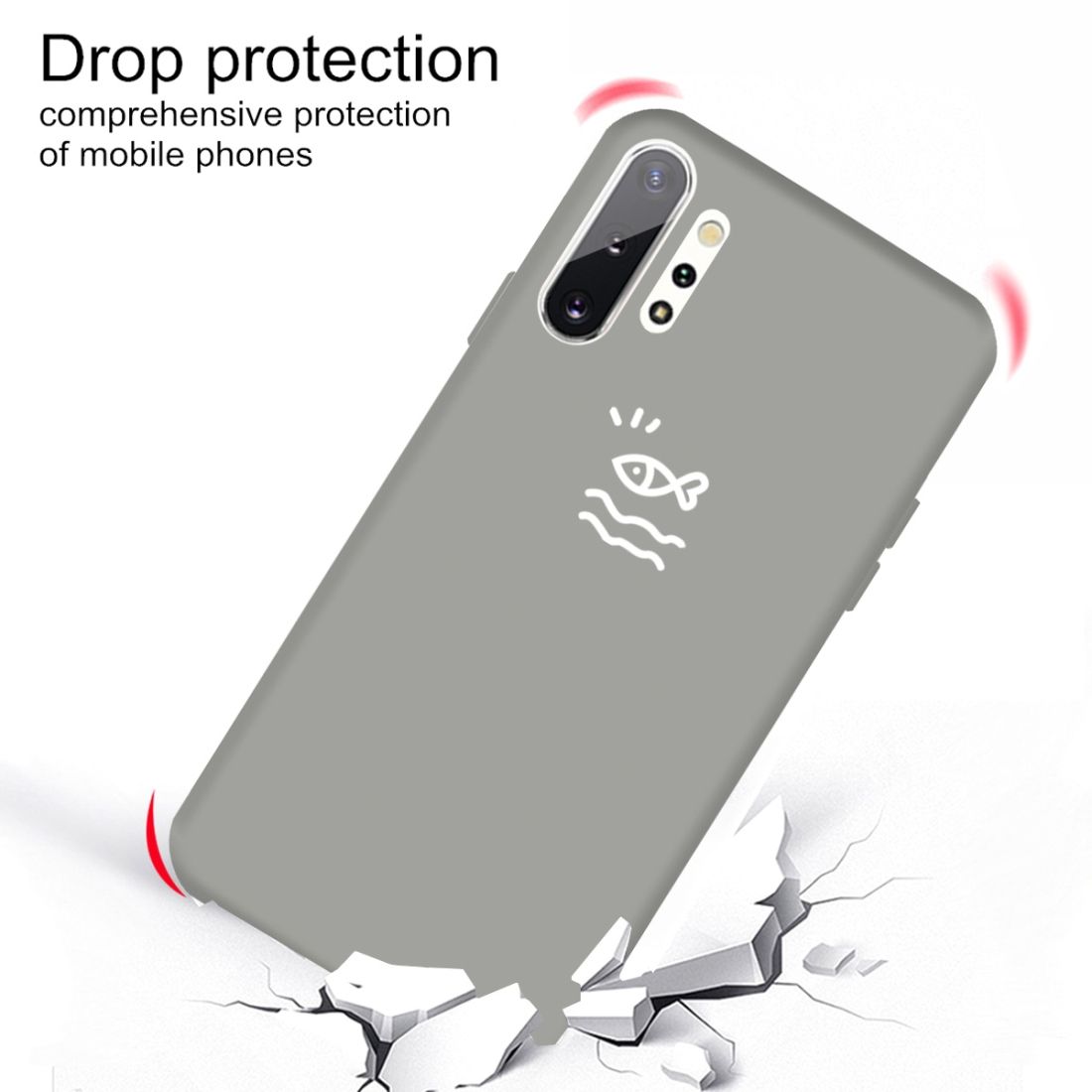 For Galaxy Note10+ Little Fish Pattern Frosted TPU Protective Case(Grey)