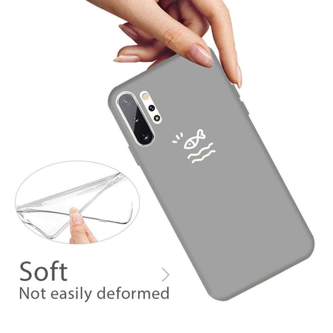 For Galaxy Note10+ Little Fish Pattern Frosted TPU Protective Case(Grey)