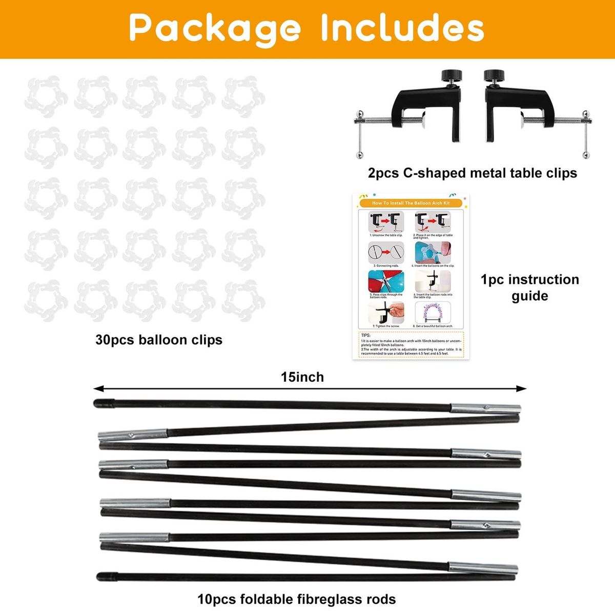 Metal Table Clip for Balloon Arch Party Perfection Balloon Arch Kit Black
